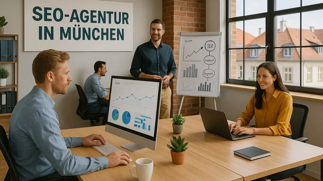 Wer eine SEO-Agentur in München beauftragt, der sollte auf einige Faktoren achten , Illustration mit AI erstellt.
