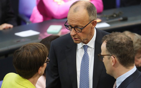 Saskia Esken, Friedrich Merz, Jens Spahn am 06.05.2025 - Foto: über dts Nachrichtenagentur