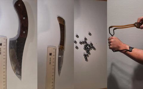 BPOLD FRA: Ohne Fahrschein, dafür mit Präzisionsschleuder und Messern: Bundespolizisten nehmen Mann am Fernbahnhof fest - Foto: presseportal.de