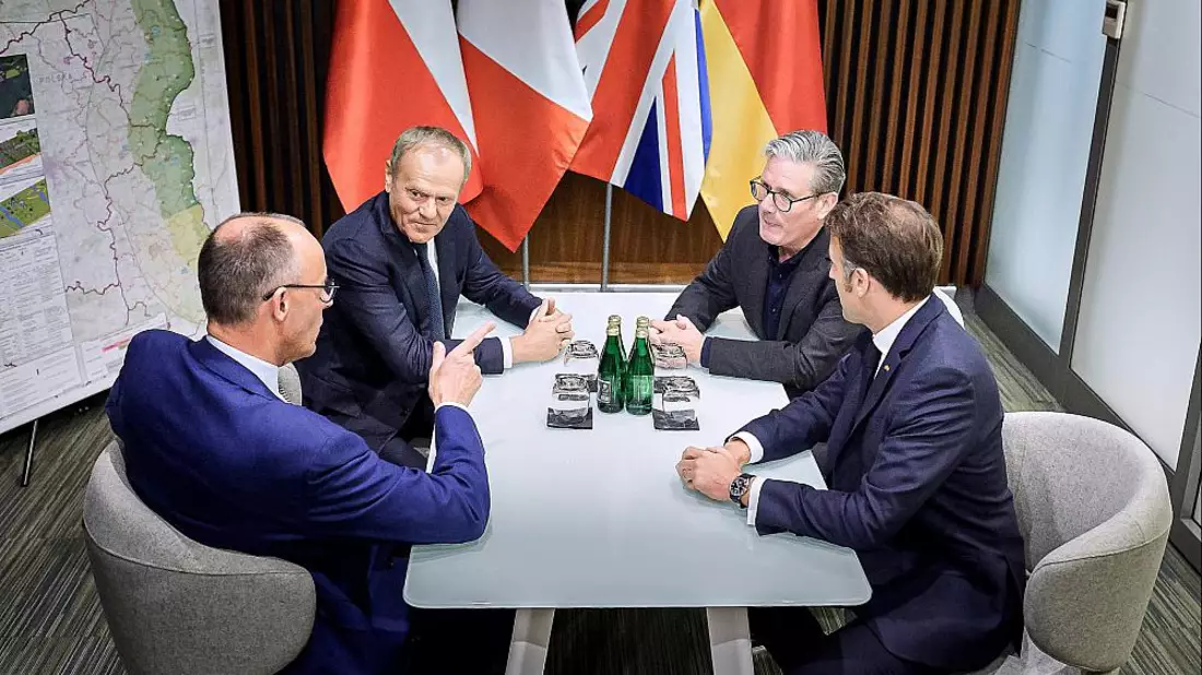 Staats- und Regierungschefs von Deutschland, Polen, UK und Frankreich reisen in die Ukraine am 09.05.2025 - Bild: Denzel, Jesco/BPA, über dts Nachrichtenagentur