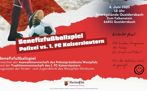 POL-PPWP: Termin vormerken: Benefizfußballspiel - Polizei-Auswahl trifft auf Traditionsmannschaft des 1. FC Kaiserslautern - Foto: presseportal.de