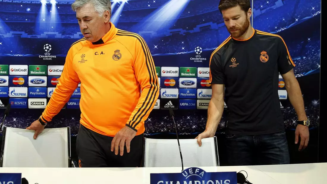 Carlo Ancelotti und Xabi Alonso: Vor über zehn Jahren gemeinsam bei Real Madrid.  - Bild: Chema Moya/epa/dpa