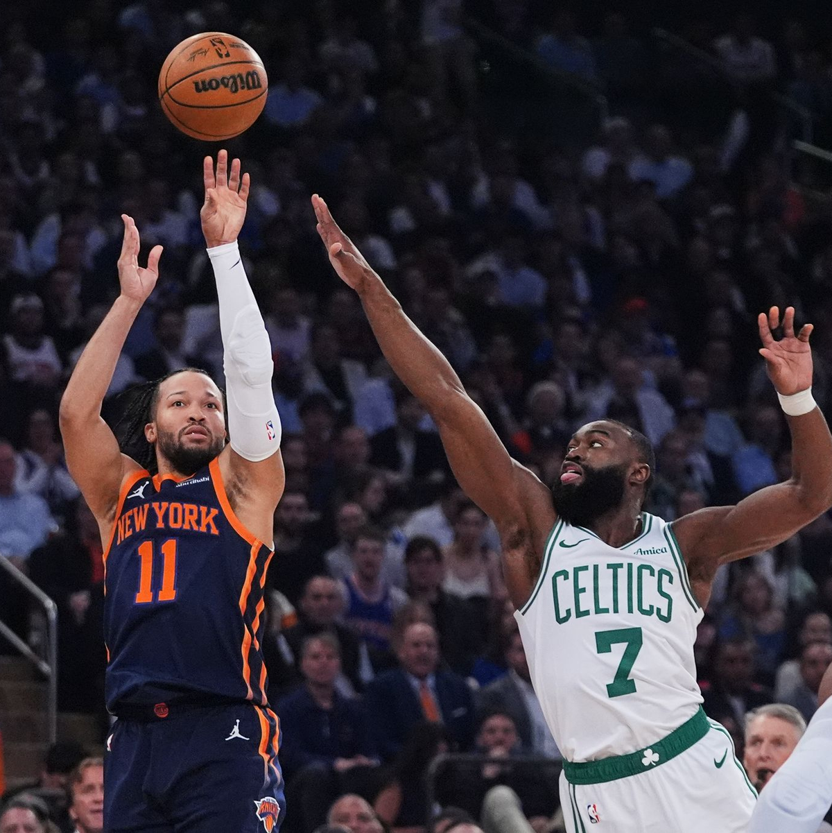 Jalen Brunson führte die Knicks zum dritten Sieg gegen die Celtics. - Foto: Frank Franklin II/AP/dpa