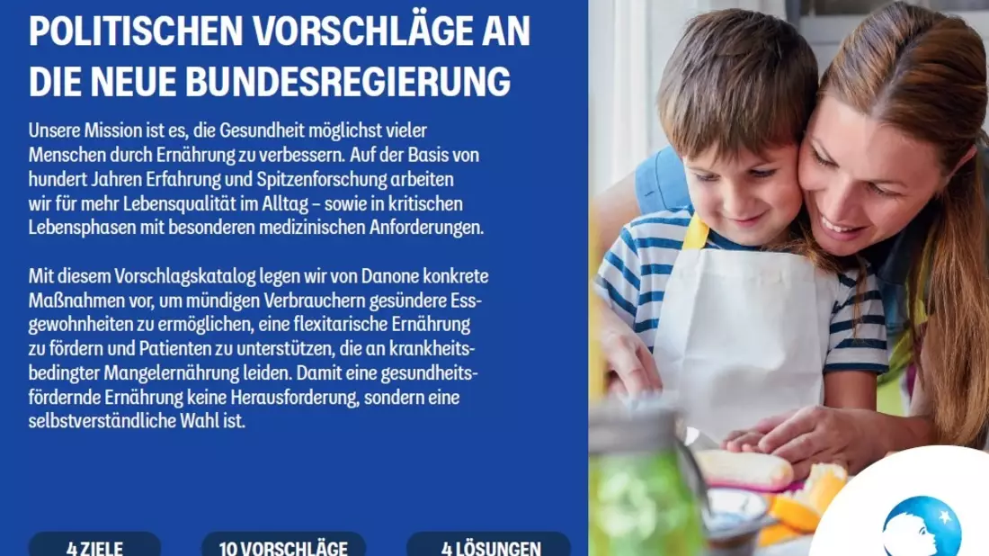 Gesündere Ernährung für alle: Danone lädt die neue Bundesregierung zum ernährungspolitischen Dialog ein - Bild: presseportal.de