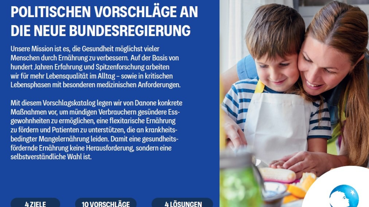 Gesündere Ernährung für alle: Danone lädt die neue Bundesregierung zum ernährungspolitischen Dialog ein - Foto: presseportal.de
