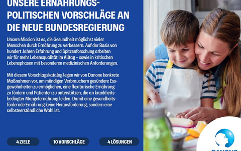 Gesündere Ernährung für alle: Danone lädt die neue Bundesregierung zum ernährungspolitischen Dialog ein - Foto: presseportal.de Gesündere Ernährung für alle: Danone lädt die neue Bundesregierung zum ernährungspolitischen Dialog ein - Foto: presseportal.de