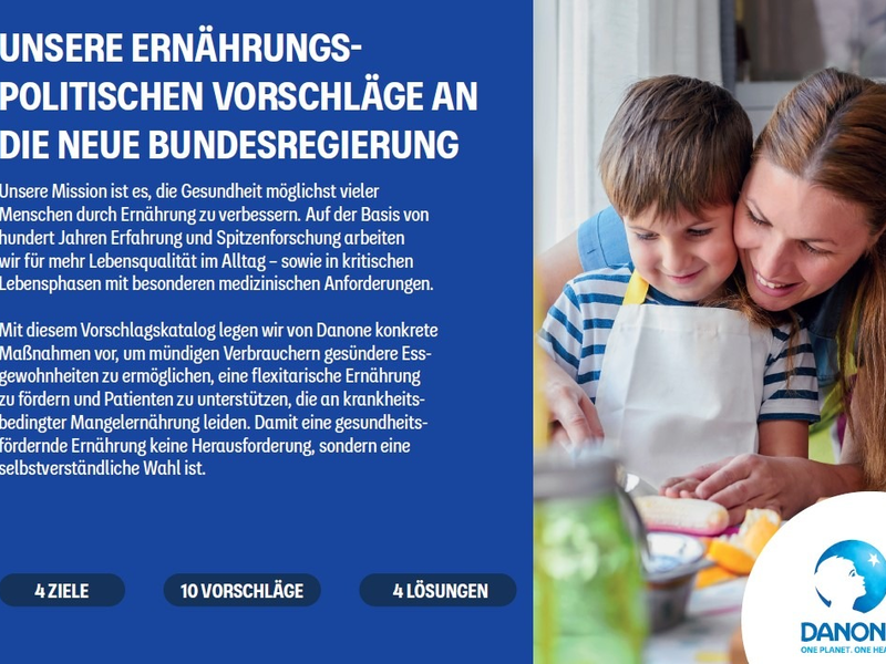 Gesündere Ernährung für alle: Danone lädt die neue Bundesregierung zum ernährungspolitischen Dialog ein - Foto: presseportal.de