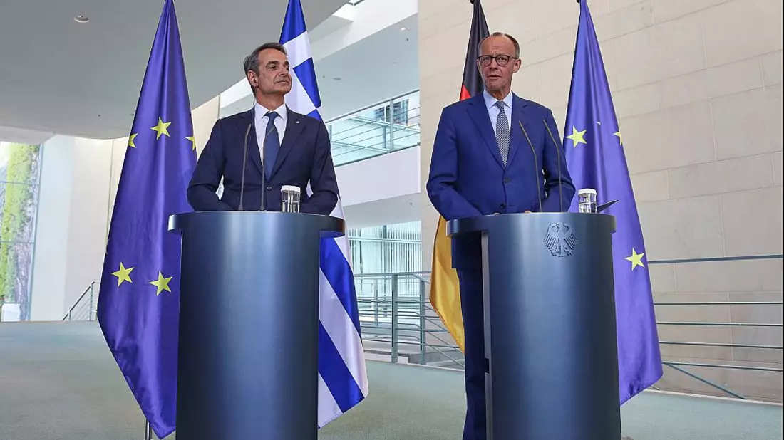Kyriakos Mitsotakis und Friedrich Merz am 13.05.2025 - Bild: über dts Nachrichtenagentur