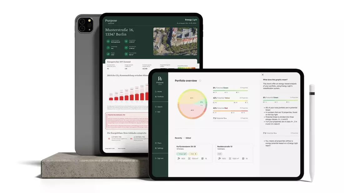 Ganzheitliche Digitallösung für Sanierung und ESG-Management: Purpose Green launcht neues Green+ Portal zur Real Estate Arena - Bild: presseportal.de