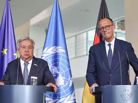 Antònio Guterres und Friedrich Merz am 14.05.2025 - Foto: über dts Nachrichtenagentur