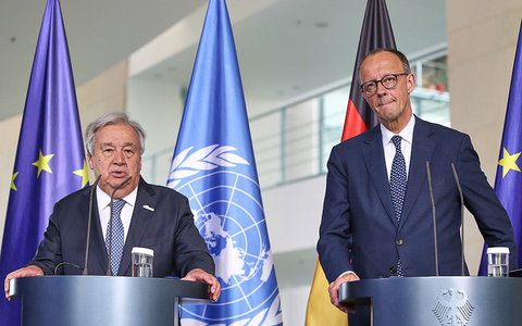 Antònio Guterres und Friedrich Merz am 14.05.2025 - Foto: über dts Nachrichtenagentur