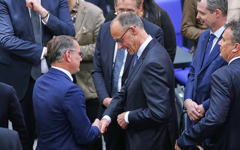 Tino Chrupalla und Friedrich Merz (Archiv) - Foto: über dts Nachrichtenagentur