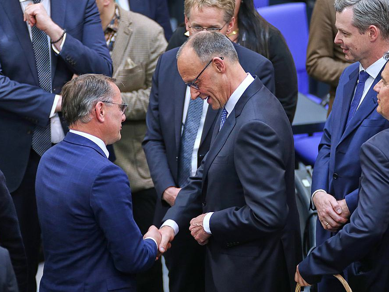 Tino Chrupalla und Friedrich Merz (Archiv) - Foto: über dts Nachrichtenagentur