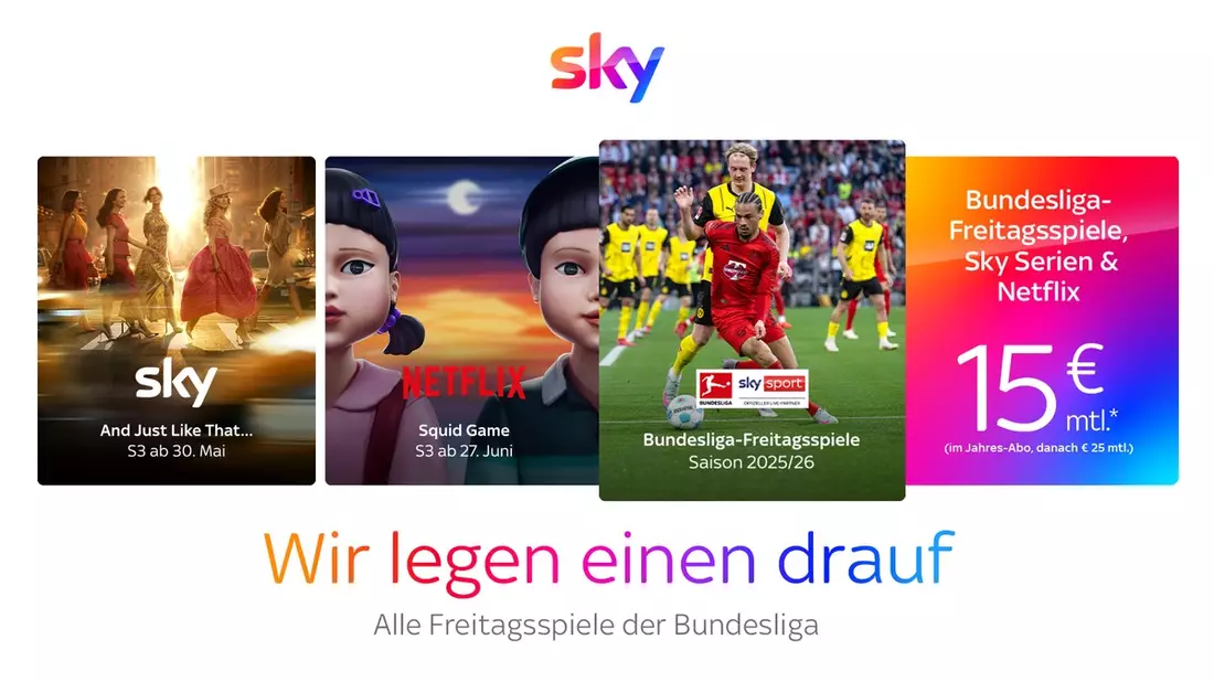 Flutlicht-Freitag für alle Fans: Sky Deutschland macht Neukunden unschlagbares Angebot - Sky Entertainment Plus inklusive Bundesliga-Freitag ab 15 Euro/Monat - Bild: presseportal.de