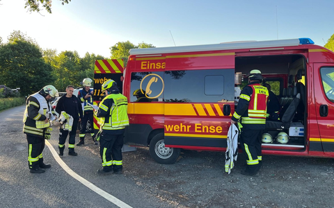 FW Ense: Zugübung des 1. und 3. Zuges - Einheiten üben die Zusammenarbeit auf Haus Füchten in Hünningen - Foto: presseportal.de