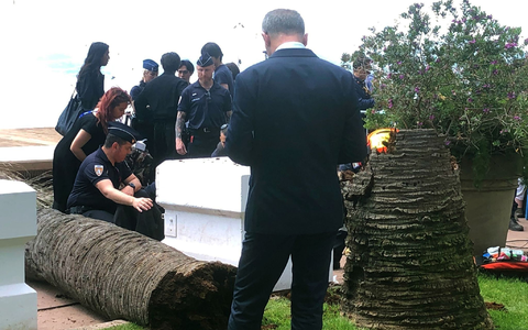 Die Polizei sperrte den Unfallort am Rande des Getümmels der Filmfestspiele ab. - Foto: Stefanie Rex/dpa