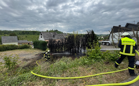 FW VG Westerburg: Tujahecke steht in Flammen - RauchsÀule von weitem sichtbar - Foto: presseportal.de FW VG Westerburg: Tujahecke steht in Flammen - RauchsÀule von weitem sichtbar - Foto: presseportal.de