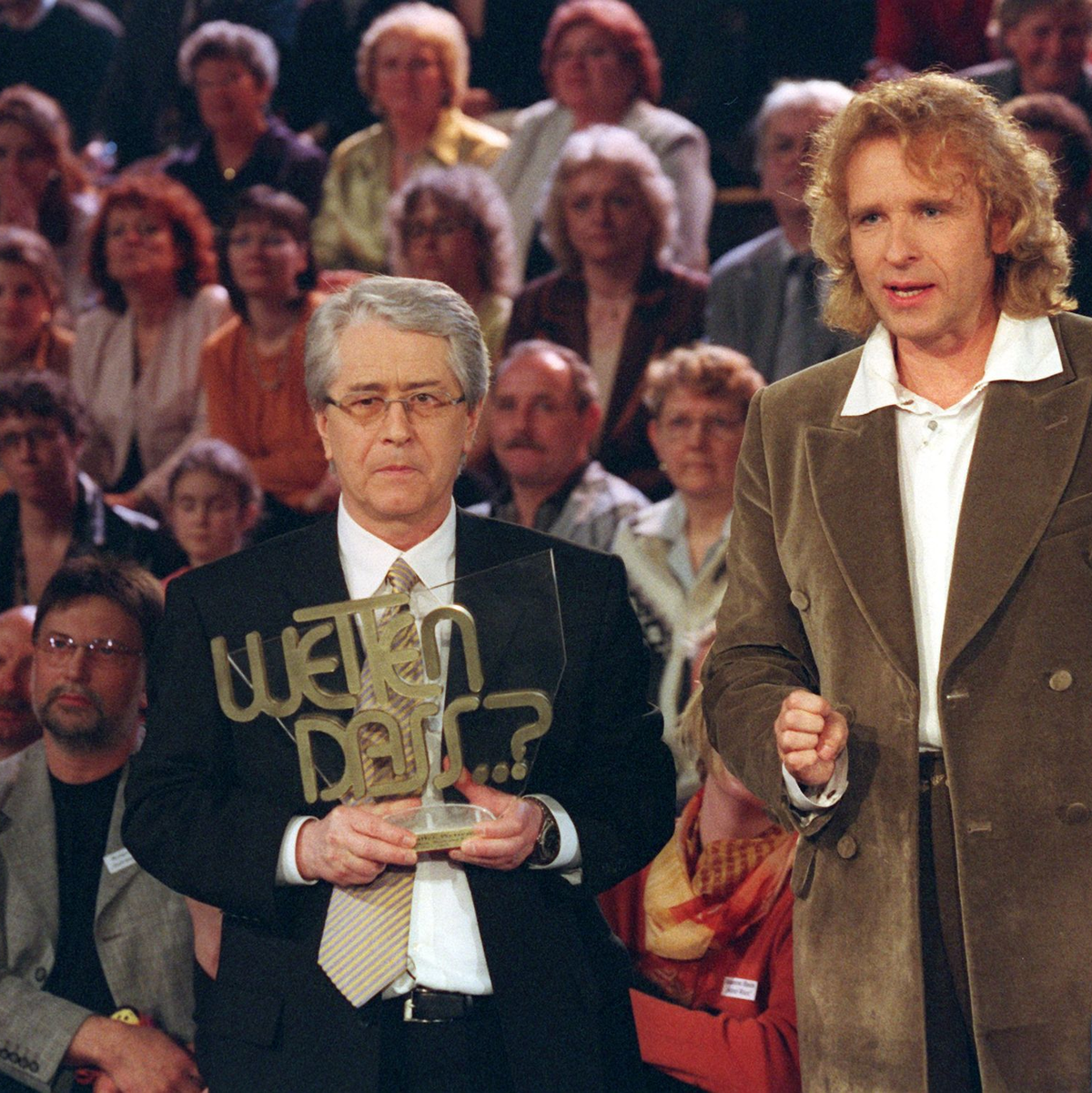 Thomas Gottschalk und der Erfinder von «Wetten, dass..»: Frank Elstner. (Archivbild) - Foto: Rolf Haid/dpa