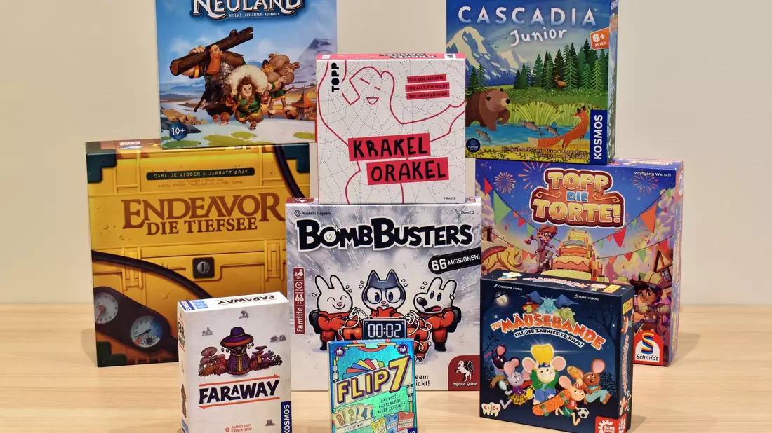 Die nominierten Spiele der Auszeichnungen «Spiel des Jahres», «Kennerspiel des Jahres» und «Kinderspiel des Jahres» für das Jahr 2025. - Bild: --/Spiel des Jahres e.V./dpa