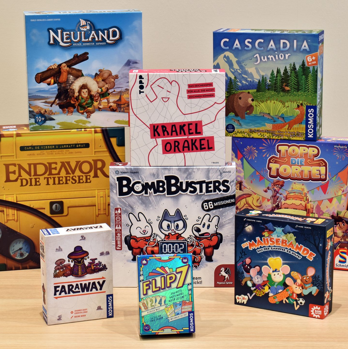 Die nominierten Spiele der Auszeichnungen «Spiel des Jahres», «Kennerspiel des Jahres» und «Kinderspiel des Jahres» für das Jahr 2025. - Foto: --/Spiel des Jahres e.V./dpa