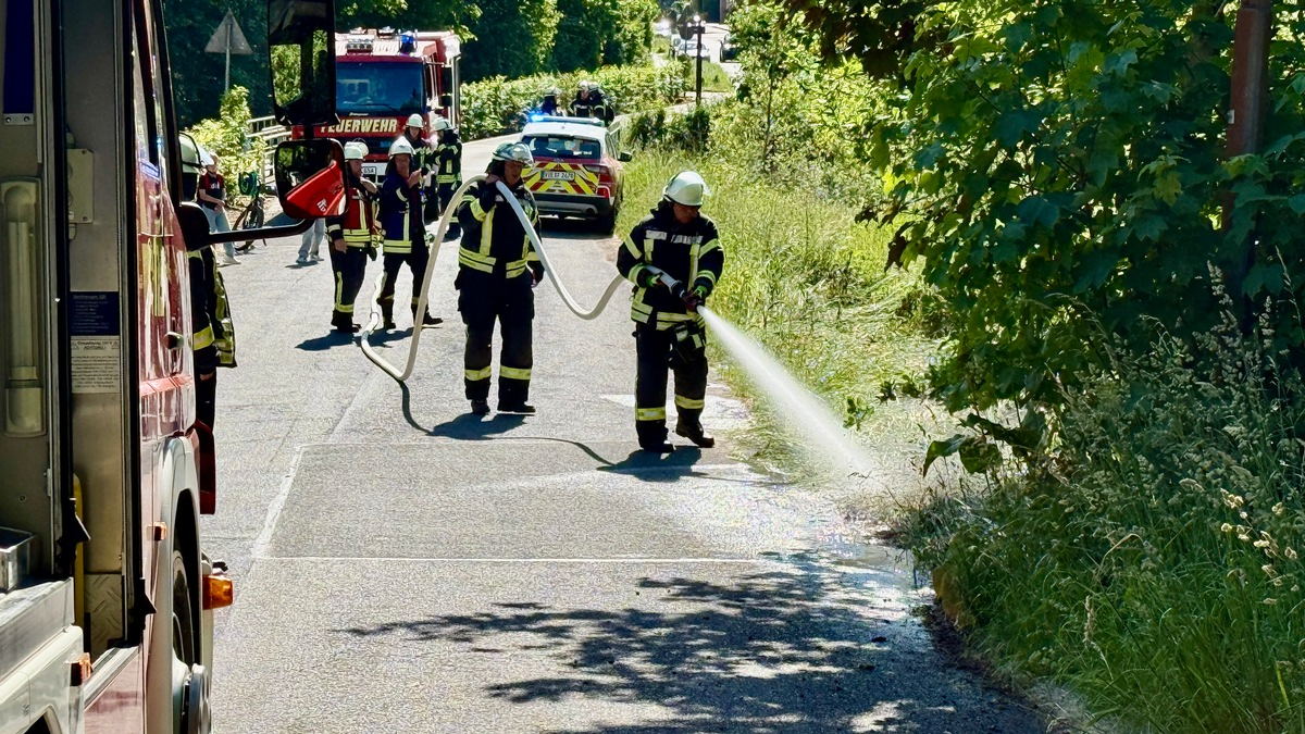 FFW Schwalmtal: Kleinbrand eines Grünstreifens in Amern - Foto: presseportal.de