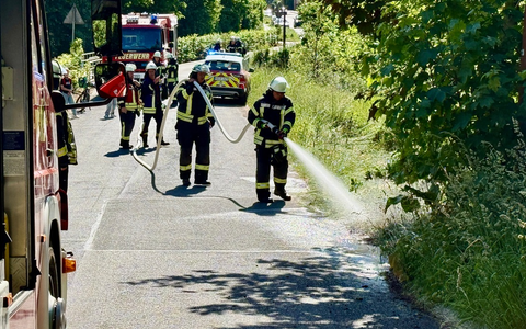 FFW Schwalmtal: Kleinbrand eines Grünstreifens in Amern - Foto: presseportal.de