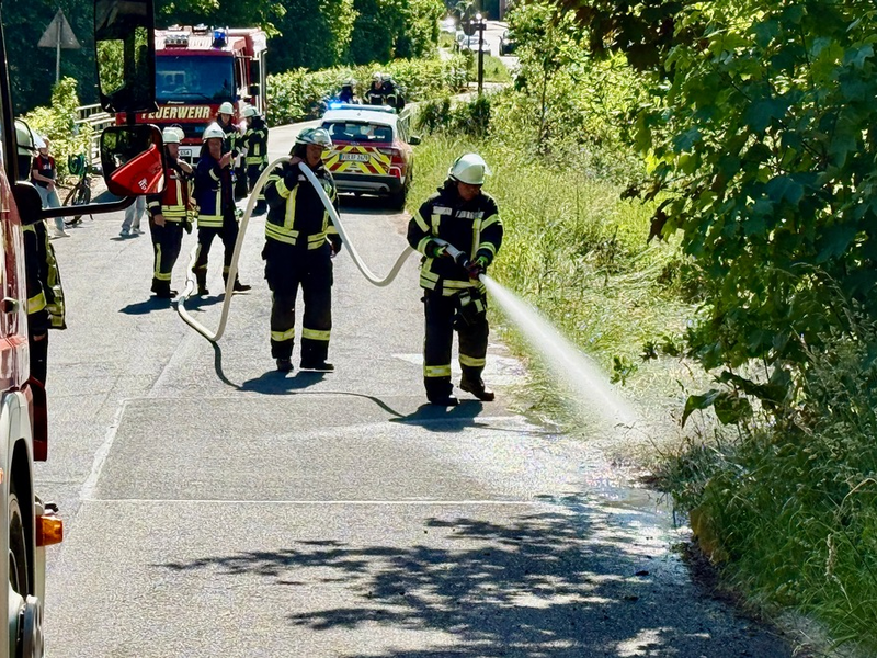 FFW Schwalmtal: Kleinbrand eines Grünstreifens in Amern - Foto: presseportal.de