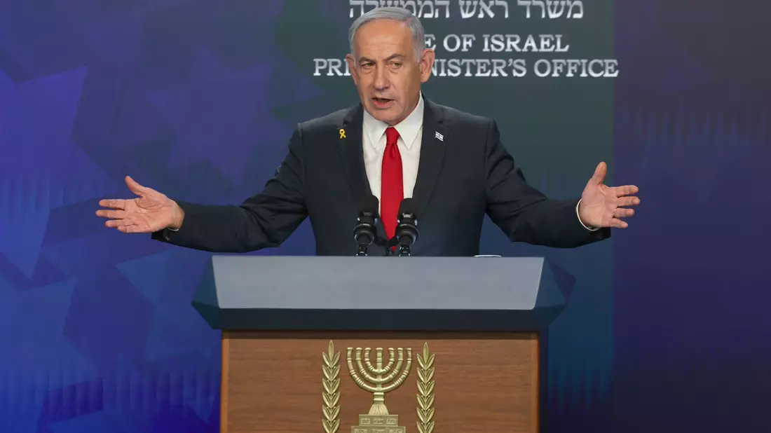 Israels Premier Netanjahu kündigt zur Versorgung Hunderttausender Palästinenser eine «sterile Zone» im Süden Gazas an.  - Bild: Ronen Zvulun/Pool Reuters/AP/dpa