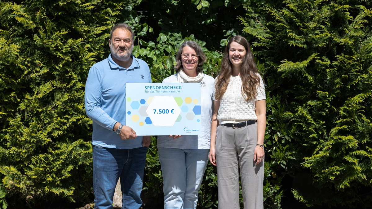 7.500 Euro für den Tierschutzverein Hannover / Die Mitarbeitenden haben entschieden: Die Wertgarantie Group unterstützt Tiere in Not - Foto: presseportal.de