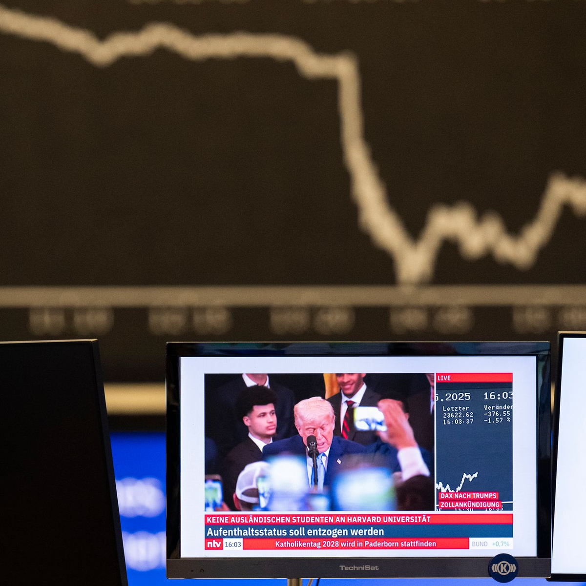 Nach Trumps Ankündigung rutscht der Dax ab.  - Foto: Boris Roessler/dpa