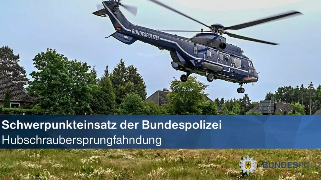 BPOL-BadBentheim: Schwerpunkteinsatz mit Hubschrauber an der deutsch-niederländischen Grenze - Bild: presseportal.de