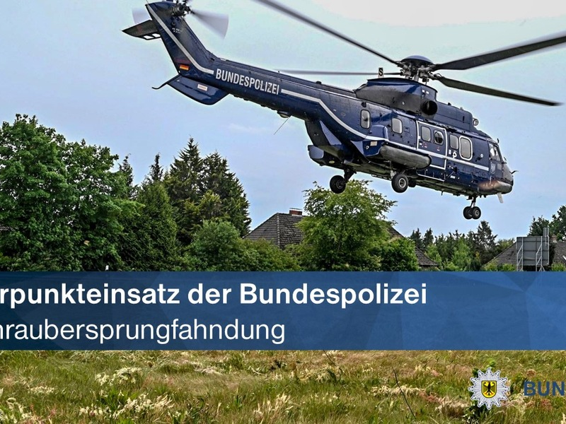 BPOL-BadBentheim: Schwerpunkteinsatz mit Hubschrauber an der deutsch-niederländischen Grenze - Foto: presseportal.de