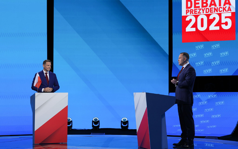 Der liberale Kandidat Trzaskowski (links) und sein nationalkonservativer Rivale Nawrocki treten am kommenden Sonntag in der Stichwahl gegeneinander an. (Archivbild) - Foto: Pawel Supernak/PAP/dpa