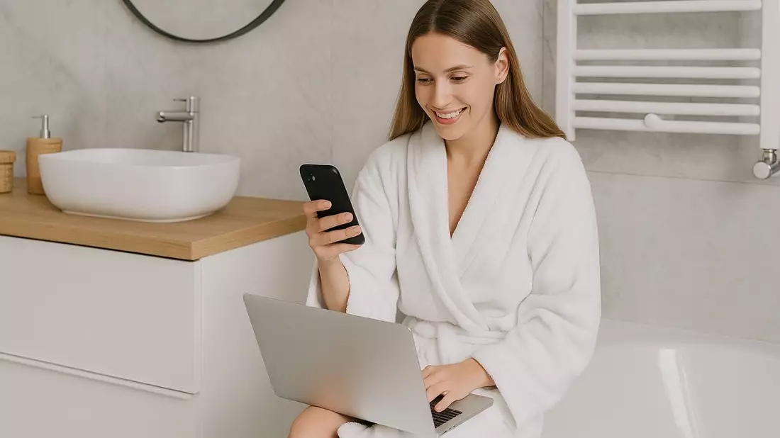 Badezimmer-Onlineshops werden dieser Tage immer beliebter - Bild: Redaktion (mithilfe von KI kreiert)