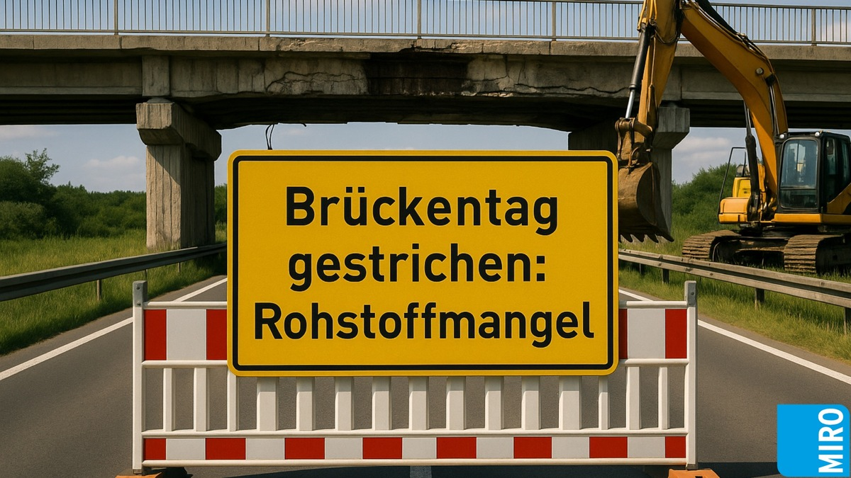 Brückentag gestrichen: Wo kein Rohstoff, da kein Bau / Versorgungsengpässe können Infrastruktur-Offensive ausbremsen - Foto: presseportal.de