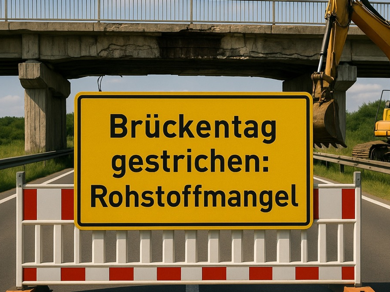 Brückentag gestrichen: Wo kein Rohstoff, da kein Bau / Versorgungsengpässe können Infrastruktur-Offensive ausbremsen - Foto: presseportal.de