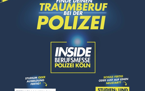 POL-K: 250528-1-K Polizei Köln lÀdt zur 2. INSIDE- Berufsmesse ein - Haben Sie Lust zum Team 110 zu gehören? - Foto: presseportal.de POL-K: 250528-1-K Polizei Köln lÀdt zur 2. INSIDE- Berufsmesse ein - Haben Sie Lust zum Team 110 zu gehören? - Foto: presseportal.de