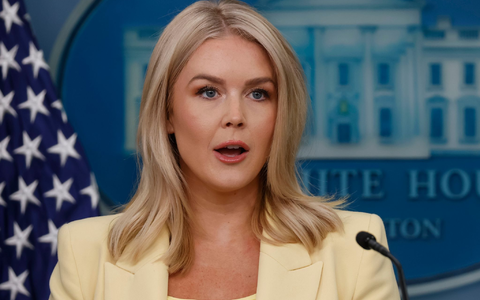 Die Pressesprecherin des Weißen Hauses, Karoline Leavitt, verteidigt die Zollpolitik des Präsidenten.  - Foto: Mehmet Eser/ZUMA Press Wire/dpa