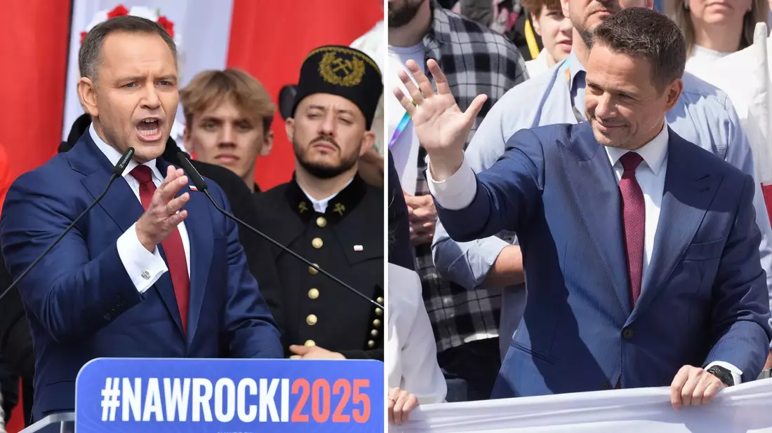 Bei der Stichwahl um Polens Präsidentenamt liegen der rechtskonservative Karol Nawrocki (links) und der liberale Rafal Trzaskowski laut Prognosen fast gleichauf. (Archivbild) - Bild: Piotr Nowak/Czarek Sokolowski/PAP/dpa