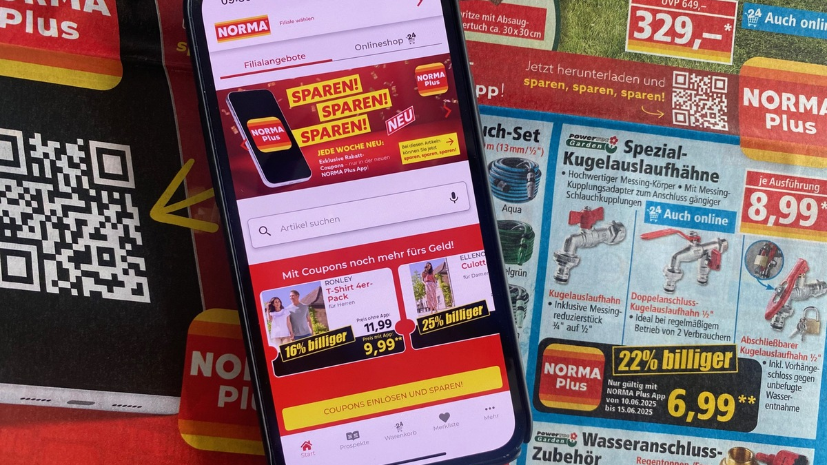 NORMA Plus App: Ab heute sparen Kundinnen und Kunden mit den digitalen Coupons bis zu 50 Prozent auf zahlreiche Produkte / Noch mehr Preisvorteile für Nutzerinnen und Nutzer - Foto: presseportal.de