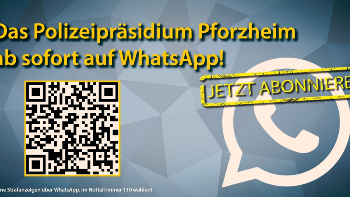 POL-Pforzheim: (CW, Enzkreis FDS, PF) Direkt aufs Handy: Der neue WhatsApp-Kanal des Polizeipräsidiums Pforzheim! - Foto: presseportal.de