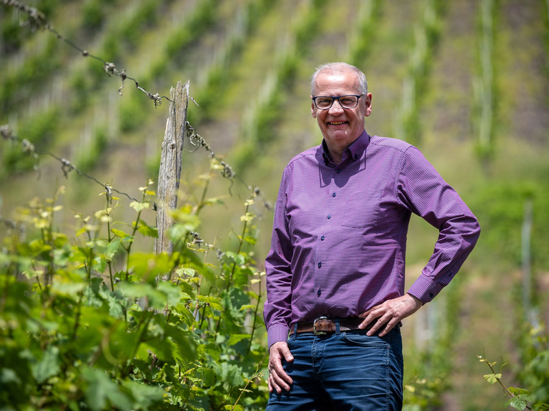 Sein Leben als Weingutsbesitzer und TV-Moderator macht ihm Spaß. - Foto: Harald Tittel/dpa