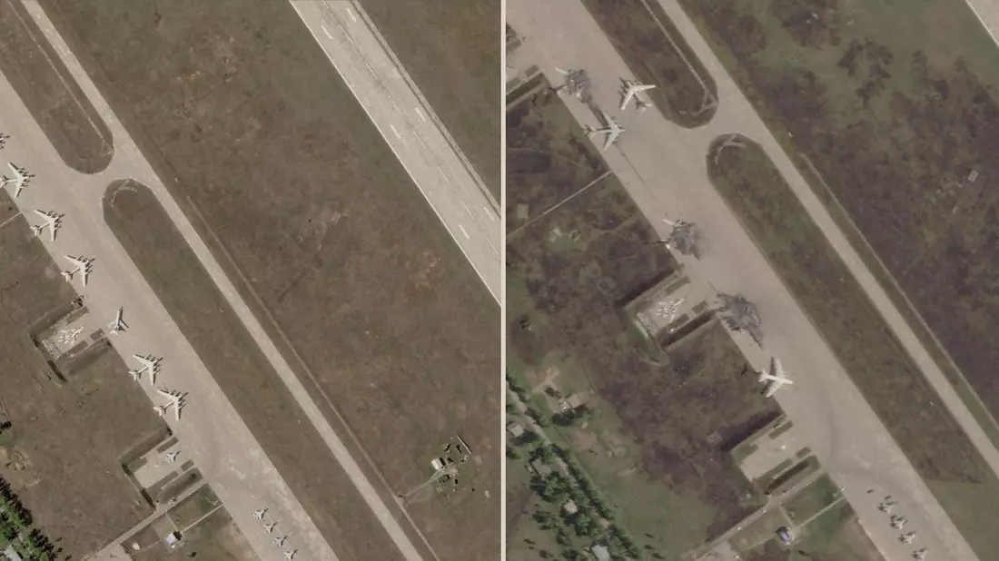 Russlands Flotte strategischer Kampfbomber wurde durch einen ukrainischen Drohnenangriff empfindlich getroffen - und Moskau kündigte Vergeltung an. (Archivbild) - Bild: Planet Labs PBC/Planet Labs PBC/AP/dpa