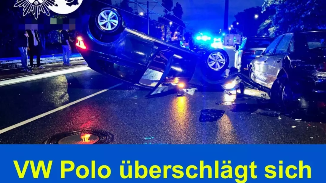 POL-DU: Hüttenheim: VW Polo landet auf dem Dach - Fahrer leicht verletzt - Bild: presseportal.de