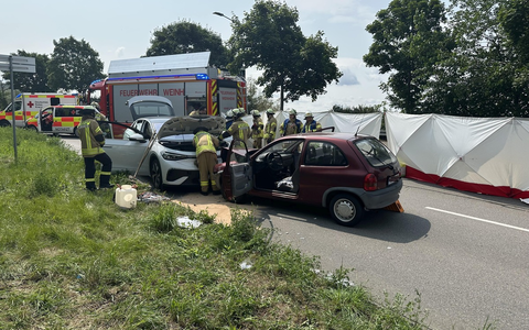 FW Weinheim: Frontalzusammenstoß auf der Zeppelinbrücke - Foto: presseportal.de