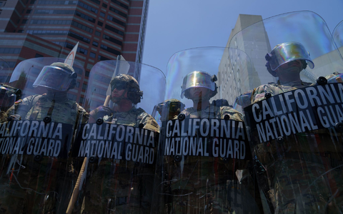 Soldaten der kalifornischen Nationalgarde stehen Wache. - Foto: Daniel Powell/ZUMA Press Wire/dpa