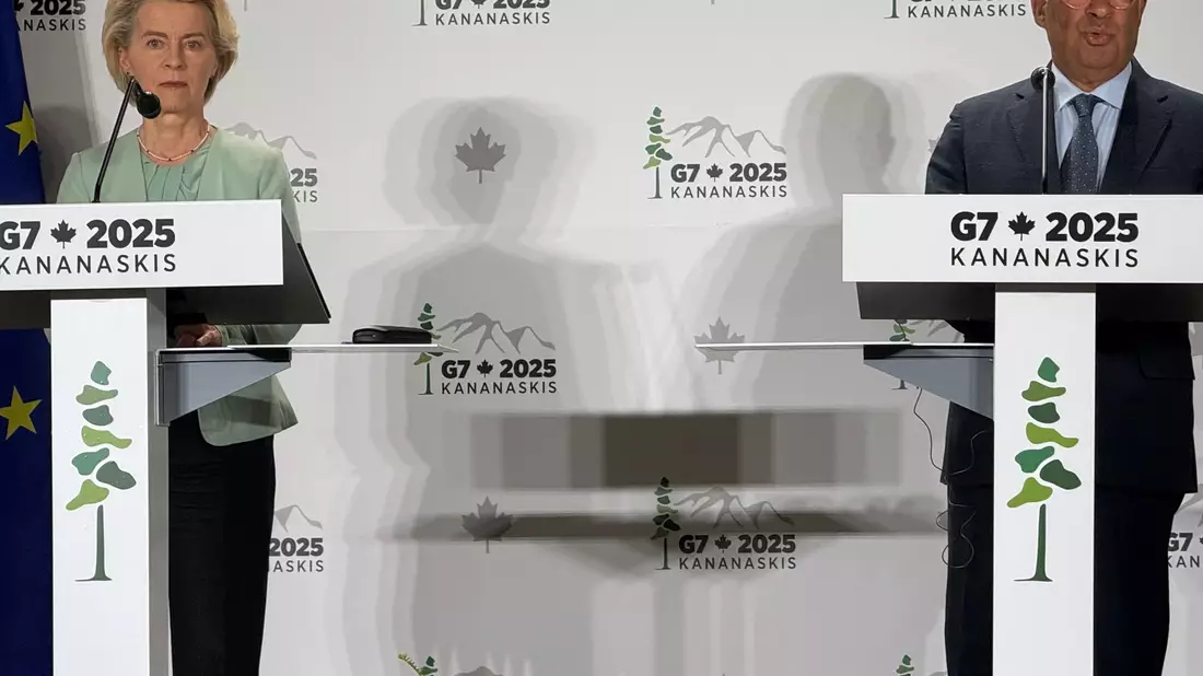 Sind für die EU beim G7-Gipfel dabei: EU-Kommissionspräsidentin Ursula von der Leyen und EU-Ratspräsident António Costa.  - Bild: Ansgar Haase/dpa