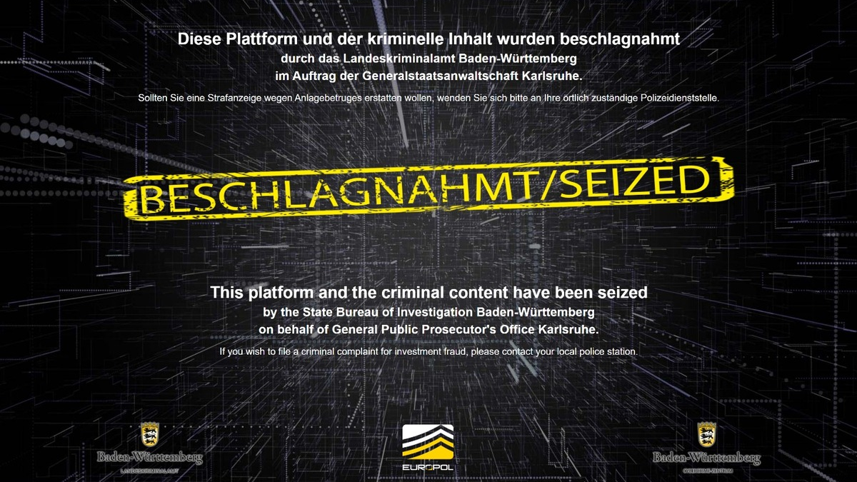 LKA-BW: Gemeinsame PM der Generalstaatsanwaltschaft Karlsruhe und des LKA BW Meilenstein im Kampf gegen internationalen Cybertrading-Betrug: Cybercrime-Zentrum und LKA BW nehmen 796 illegale Domains vom Netz - Foto: presseportal.de