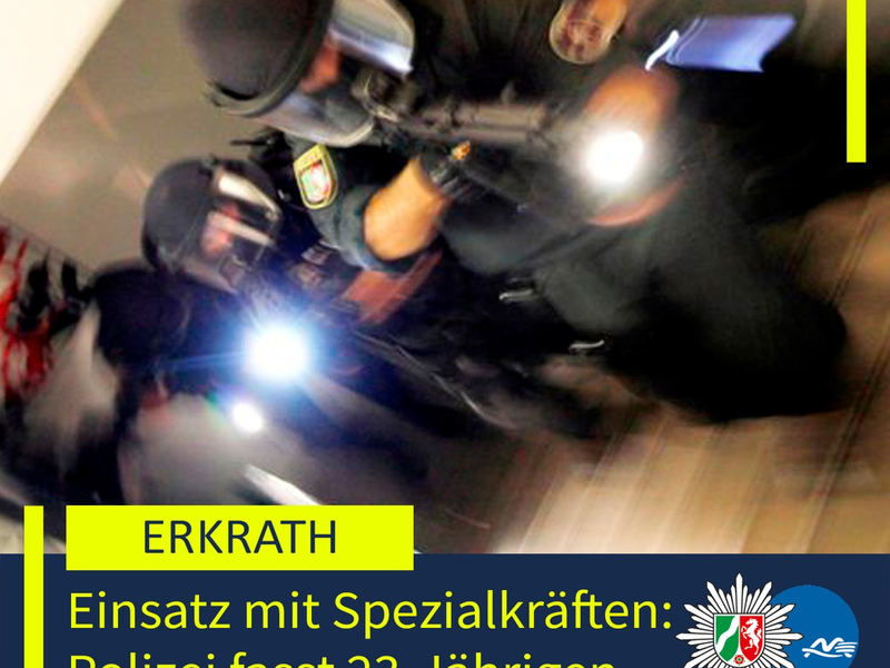 POL-ME: Einsatz mit Spezialkräften: Polizei nimmt 23-Jährigen fest - 2506091 - Foto: presseportal.de