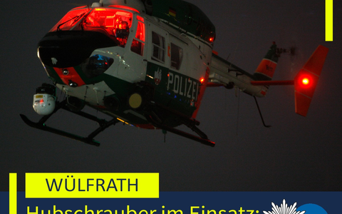 POL-ME: Einsatz mit dem Polizeihubschrauber: Polizei fasst mutmaßliche Autoaufbrecher - 2506092 - Foto: presseportal.de POL-ME: Einsatz mit dem Polizeihubschrauber: Polizei fasst mutmaßliche Autoaufbrecher - 2506092 - Foto: presseportal.de